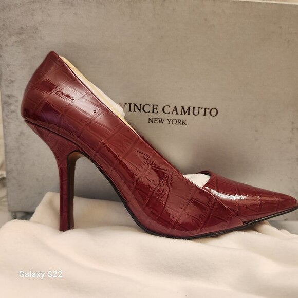 Vince Camuto "Novalla" Leather WIne Patent Crocco Pumps. NIB. Size 5 - Picture 1 of 10
